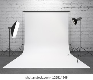 photography  studio with a light set-up and backdrop