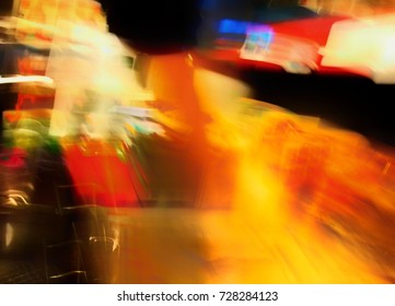 Photography Techniques, Blurred Of Colorful Electricity Lights At Night.