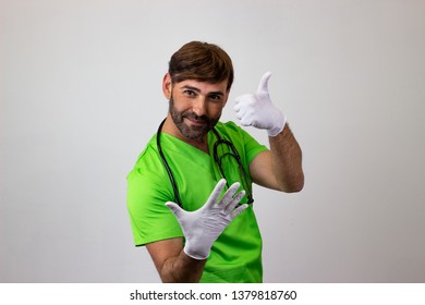 Photography Of A Veterinary Doctor Holding Up Six Fingers, Their Back Facing The Camera And Looking At The Camera