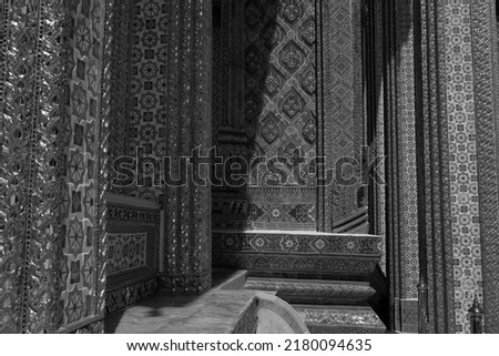 Photos of the Grand Palace, bangkok Thailand  , black and white , monochrome