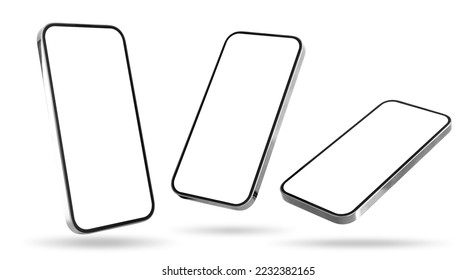 Photos of mobile phone in different angles on white background - Shutterstock ID 2232382165
