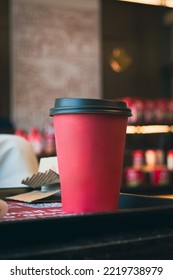 Photos of a red cup of coffee 