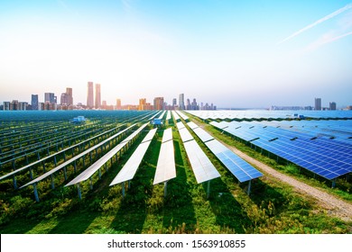 Photovoltaic And Modern Urban Night Scenes, Beijing, China.