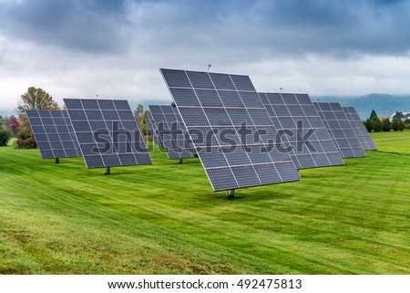 Photovoltaic modules on a field.
