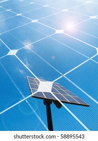 Photovoltaic Panel Against The Sun Montage