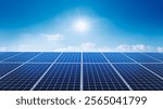 Photovoltaic solar power panel on blue sky ,green clean alternative energy. environmentally friendly. Clean energy and environment. 3D rendering