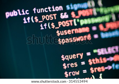 PHP code lines on a monitor