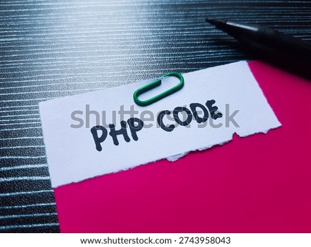 Php code writting on table background.