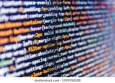 PHP and coding technologies. Art design website digital page.  Template of website, selective focus. Hacker background. Js and the abstract background. Abstract software process. 