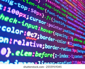 Php web programming source code. Abstract background of digital binary code of software. Encrypted data. Software log in linux. Software developer programming code. Blue software developer.