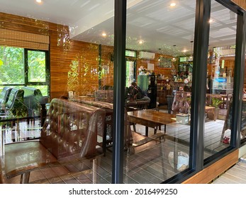 Phrae Thailand :28 July 2021 : The Restaurant Is Quiet. There's Nobody Here At The Restaurant,impact Of Covid 19.