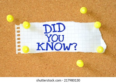 The Phrase DID You Know? On A Piece Of Graph Paper Pinned To A Cork Notice Board