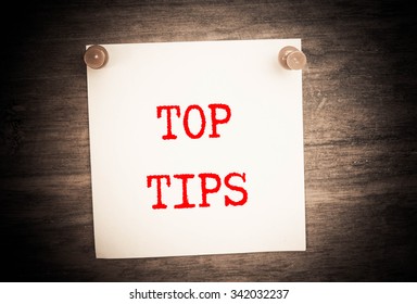 The Phrase Top Tips In Red Text 