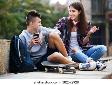 Phubbing: Teenager Boy And Girl Asking For Attention
