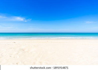 Phuket beach sea, View of beach sea on sun light in the summer. At Karon Beach, Phuket, Thailand. Nature and travel concept.