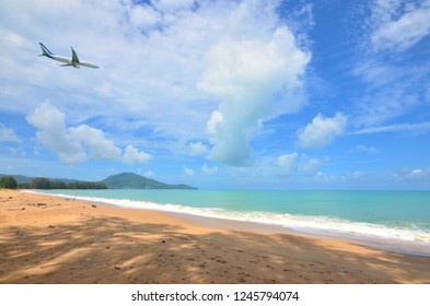 Phuket, Thailand, 11 October 2018, Hat Mai Khao Beach is a beautiful beach in Phuket Thailand