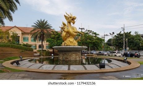 Phuket, Thailand - April 27 2017: Hai Leng Ong Statue (Golden Dragon Monument)