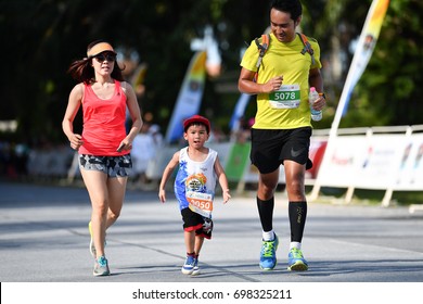 PHUKET, THAILAND - JUNE 03: Unidentified young athletes the Kids' Run at the Laguna Phuket International marathon at Laguna on June 03, 2017 in Phuket, Thailand.