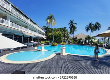 PHUKET, THAILAND - JUNE 16,2019:Pictures of the interior of the various hotels With various styles of decoration in Phuket, Thailand