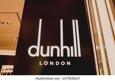 PHUKET, THAILAND - MAY 29, 2022: Dunhill brand retail shop logo signboard on the storefront in the shopping mall