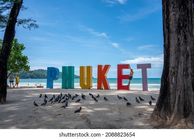 PHUKET, THAILAND - NOVEMBER 16, 2021: Patong beach during the covid-19 pandemic. Normally it is one of the busiest in Phuket, a large island and a major travel destination in southern Thailand.