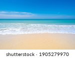 Phuket Thailand Sea. Beach and sea. Sand on sea water clear. Blue sea blue sky background.