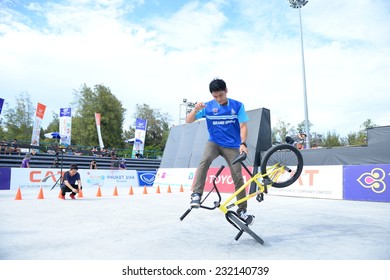 PHUKET THAILAND-Nov18:SRIVICHAI Worawee Of Thailand During The BMX Park - Flatland In 2014 Asian Beach Games At Saphan Hin On November18, 2014 In Thailand