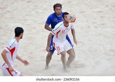 PHUKET THAILAND-NOV19:Mohammad Ahmadzadeh(W)of Iran In Action During The Beach Soccer Match Between Iran And Thailand The 2014 Asian Beach Games At Saphan Hin On November19,2014 In Thailand