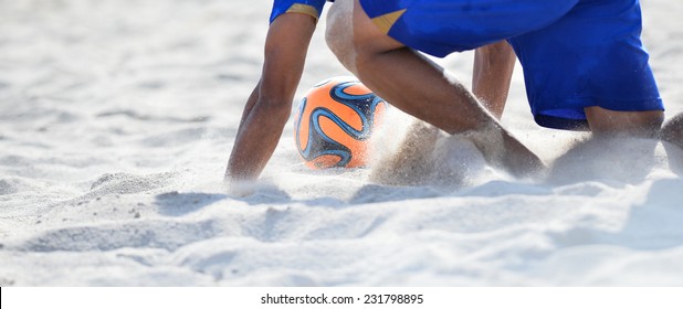 PHUKET THAILAND-NOVEMBER 16:Unidentified Players In Action During The  Beach Soccer The 2014 Asian Beach Games At Saphan Hin On NOV 16,2014 In Thailand