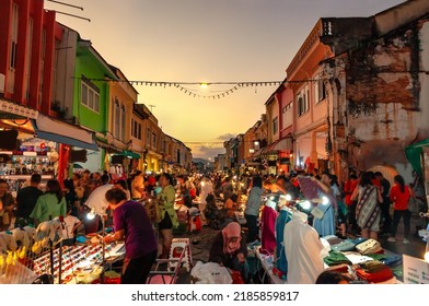 Phuket Walking Street night market in Phuket old town, Thailand. - Shutterstock ID 2185859817