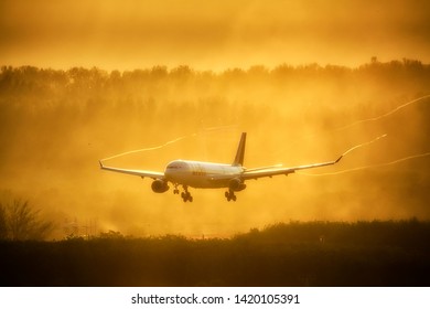 Phuket/Thailand - June 2 2019 : Lion Air Air Plane Airbus 333 Landing At Phuket In Beautiful Light