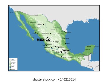 Physical Map Mexico Stock Photo 146218814 