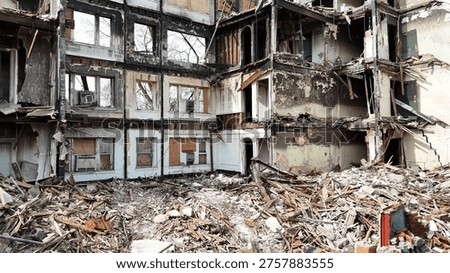 A physical structure being presented that is in the midst of complete annihilation.