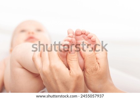 Similar – Image, Stock Photo A physiotherapist performs a facial acupuncture session on her patient to tone the muscles of the face