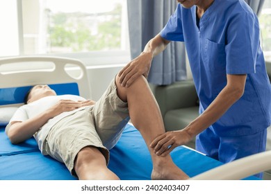 Physiotherapist working with patient in close clinic, physical rehabilitation, doctor giving advice to patient Ankle problems and flexor injuries - Powered by Shutterstock