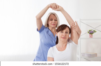 Physiotherapy, sport injury rehabilitation treatment. Woman having chiropractic back adjustment. Osteopathy, Alternative medicine, pain relief concept. Restoration, rehabilitation, after an injury, - Powered by Shutterstock