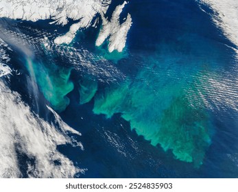 Phytoplankton bloom in the North Atlantic Ocean.  Elements of this image furnished by NASA. - Powered by Shutterstock