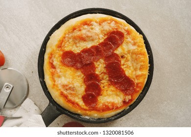 Pi Day Pepperoni Pizza Overhead View