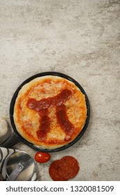 Pi Day Pepperoni Pizza Overhead View