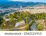 Pia fortress and aerial view of Italian town Ascoli Piceno.