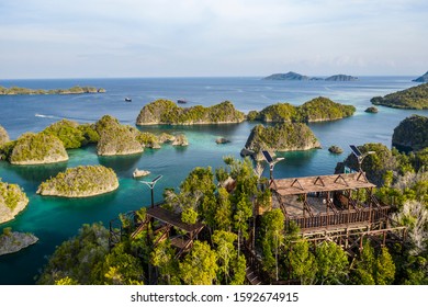 Pianemo Raja Ampat Islands Aerial Drone, Indonesia