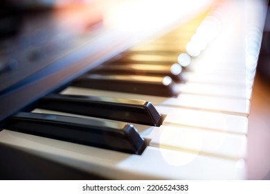 Piano Keyboard Background On Stage Playing Stock Photo 2206524383 