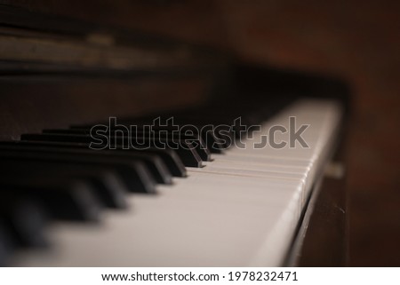 Piano keyboard background with selective focus