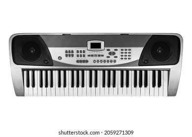 Piano keyboard ( Electronic synthesizer) isolated on white background.