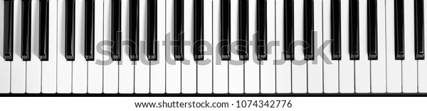 Piano keyboard.\
Flat top view. Horizontal\
photo