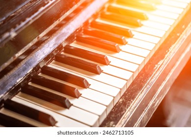 Piano keys background. Old vintage piano for classical music and jazz. - Powered by Shutterstock