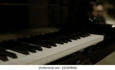 Piano Keys close up in music studio