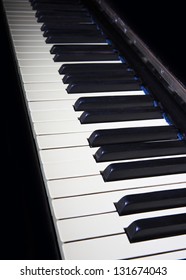 piano keys closeup monochrome