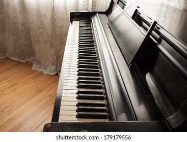 Piano keys from the side. 