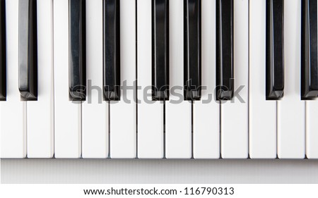Piano keys viewed from above